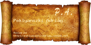 Peklyanszki Adrián névjegykártya